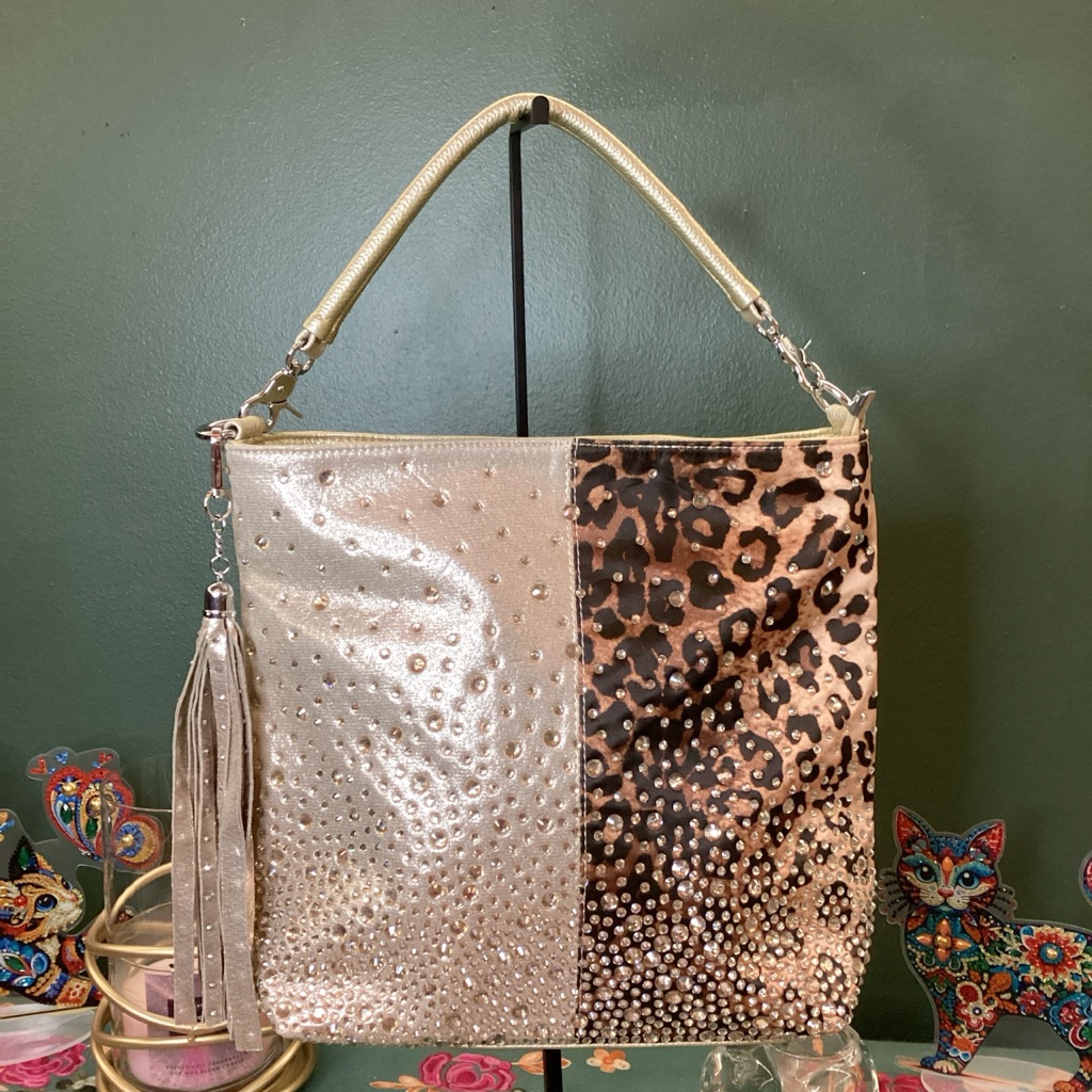 Gold And Leopard Print Women's Bag